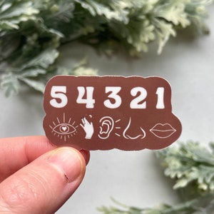 5-4-3-2-1 Mindfulness Grounding Sticker, Mental Health Sticker, Anxiety Stickers, Mental Health Reminder Stickers, Water Bottle Sticker