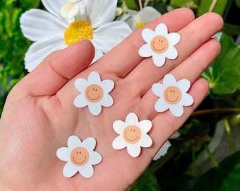 Small Daisy Smiley Face Flower Waterproof Sticker Pack, Smiley Face Stickers, Mini Daisy Water Bottle or Laptop Stickers, Kindle Stickers