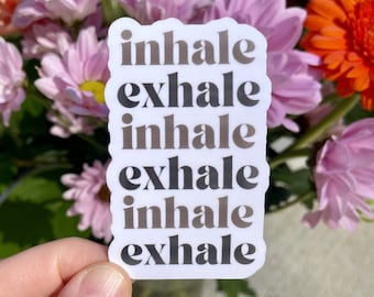 Inhale Exhale Sticker, Boho Meditation and Yoga Gift, Waterproof Anxiety Stickers