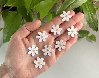 6 Tiny White Daisy Waterproof Stickers, Flower Stickers, Mini Stickers, Sticker Pack, Water Bottle Stickers, Daisy Stickers, Phone Stickers