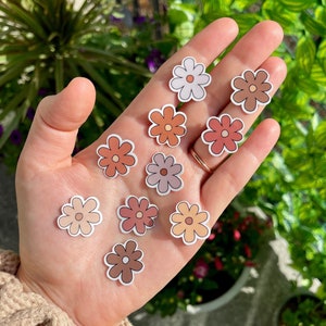 10 Tiny Boho Flower Stickers, Small Waterproof Cottagecore Stickers, Aesthetic Suitcase Stickers, Mini Phone Case Stickers
