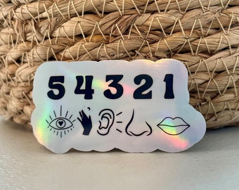 54321 Mindfulness Grounding Sticker, Mental Health And Anxiety Tool, Waterproof Holographic 2"