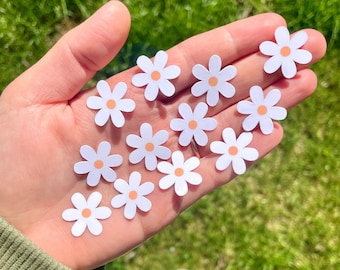 10 Tiny White Daisy Waterproof Stickers, Flower Stickers, Mini Stickers, Sticker Pack, Water Bottle Stickers, Daisy Stickers, Phone Stickers