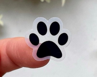 40 Tiny Clear Paw Print Stickers, Waterproof Dog Sticker, Water Bottle Sticker, Cat Paw Decal, Sticker Pack, Pet Planner and Journal Sticker