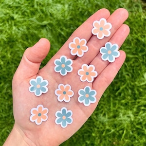 10 mini autocollants fleurs imperméables verts et jaunes, petits autocollants en vinyle bohèmes, lot d'autocollants fleurs, mini autocollants marguerites bouteilles d'eau