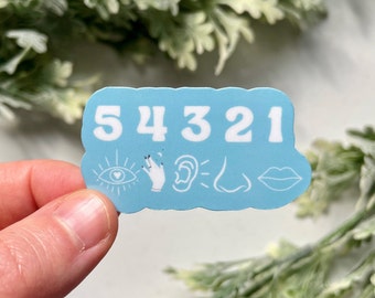 5-4-3-2-1 Mindfulness Sticker, Mental Health Sticker, Anxiety Sticker, Mental Health Reminder Stickers, Water Bottle Sticker, Self Care