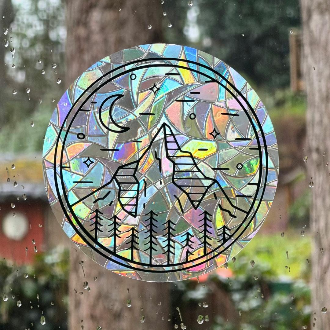 Colourful Tree Window Sticker Mountain Tree Rainbow Window Cling | Prism Sun Catcher | Nature Window ...