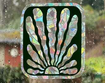 Wavy Sun Rainbow Window Cling | Sun Catcher Prism Decal | Boho Window Decor