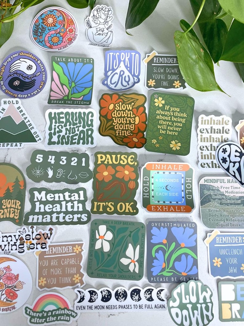 Mental Health Sticker Pack • Anxiety and Self-care Support ...