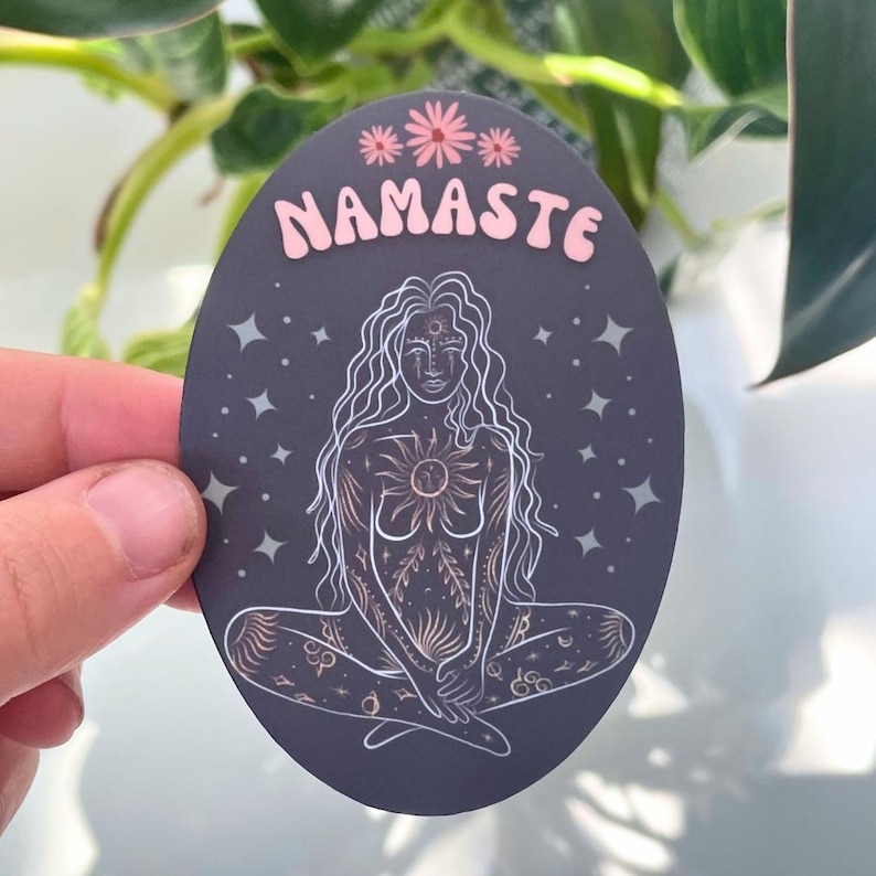Namaste Yoga Sticker, Waterproof Spiritual Decal image 1
