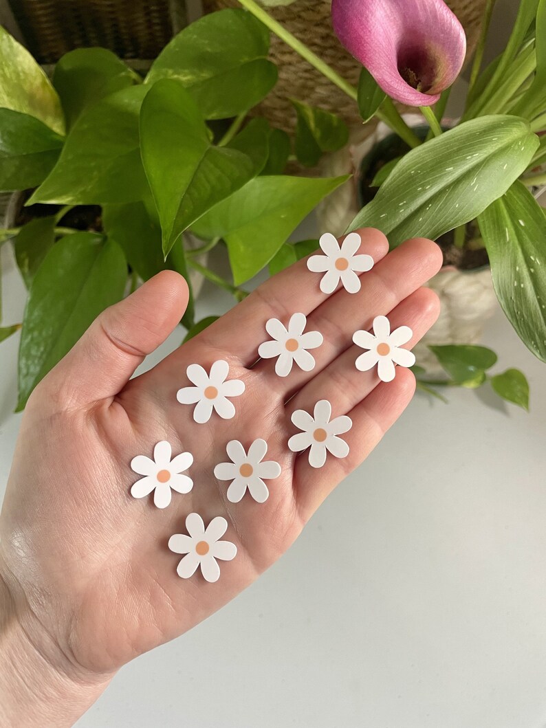 6 Tiny White Daisy Waterproof Stickers, Flower Stickers, Mini Stickers, Sticker Pack, Water Bottle Stickers, Daisy Stickers, Phone Stickers image 6