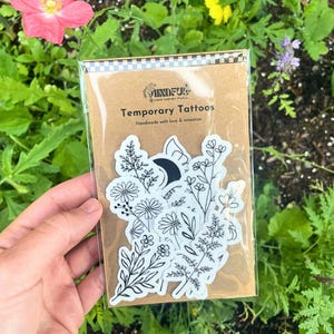 Boho Wildflower Temporary Tattoo Sheet - 14 Piece, Boho Gift, Fake Tattoos, Butterfly Temporary Tattoos, Botanical Temporary Tattoos