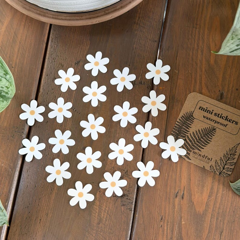 Tiny Daisy Sticker Pack • Mini Waterproof Flower Stickers for Water Bottles, Laptops & Journals image 3