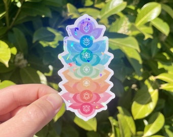 Holographic Chakra Lotus Sticker, Yoga and Meditation Sticker, Self Love Club, Laptop Sticker