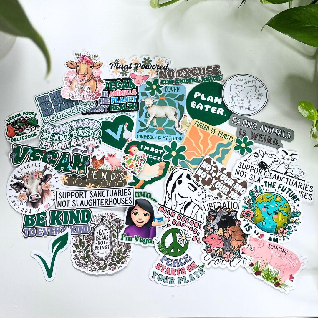 Vegan Sticker Pack, Waterproof Animal Rights and Vegan Stickers, Water ...
