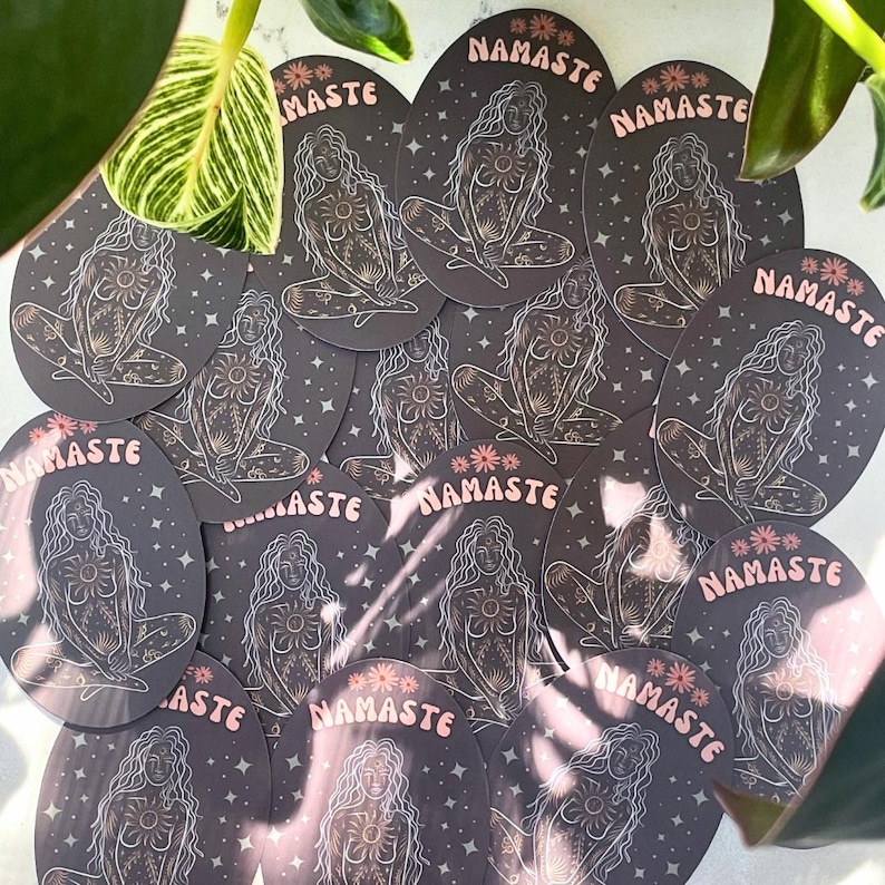 Namaste Yoga Sticker, Waterproof Spiritual Decal image 2