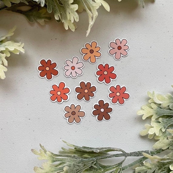 10 Tiny Flower Stickers, Waterproof Boho Cottagecore Stickers for Laptops