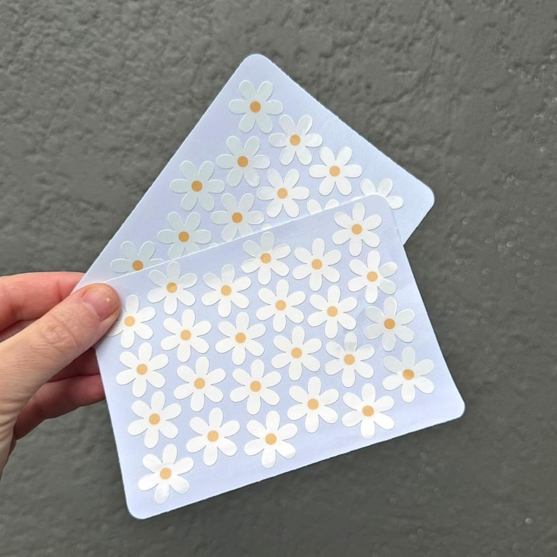 Tiny Daisy Sticker Pack • Mini Waterproof Flower Stickers for Water Bottles, Laptops & Journals 2 Sticker Sheets(48)