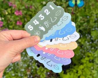 Therapy Sticker - 54321 Grounding Technique - Anxiety Relief Tool - Mindfulness and Mental Health Sticker