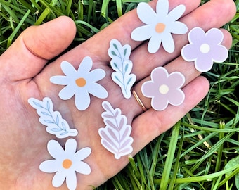 Pack d'autocollants floraux imperméables - Stickers marguerites et fleurs en vinyle pour bouteilles d'eau, ordinateurs portables, journaux