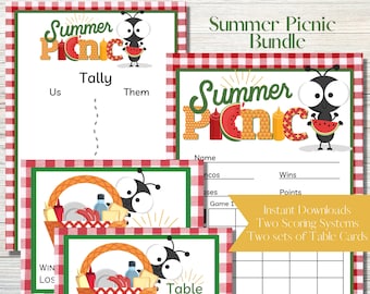 Summer Picnic Bunco Score Sheet Bundle: Ant Watermelon Theme (Digital Download)