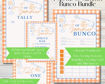 Spritz of Summer Bunco Score Sheet Bundle: Printable Score Cards & Table Numbers (Digital Download)