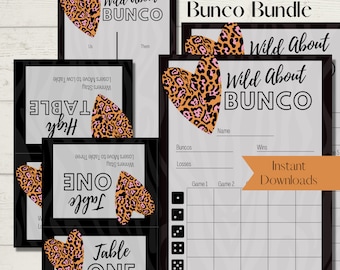 Wild About Printable Bunco Score Sheet Bundle - Score Cards, Tally Sheets and Table Numbers