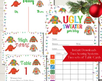 Ugly Sweater Party Bunco Score Sheet Bundle (Digital Download)