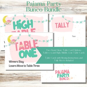 Pajama Party Printable Bunco Score Sheet Bundle - Score Cards, Tally ...