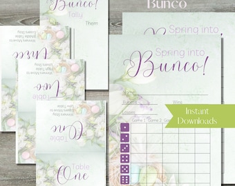 Spring into Bunco Score Sheet Bundle - Score Cards, Tally Sheets and Table Numbers