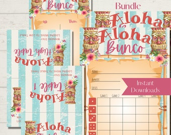 Tropical Aloha Bunco Score Sheets: Hawaiian Luau Party (Digital Download)