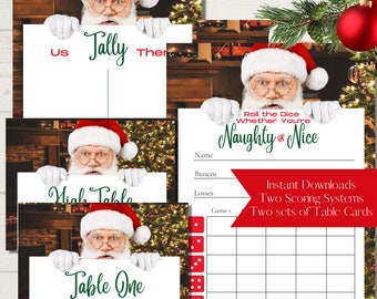 Naughty or Nice Santa Bunco Score Sheet Bundle – Printable Score Cards (Digital Download)