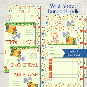 Bunco with My Hoes Garden Theme Printable Bunco Score Sheet Bundle - Score Cards, Tally Sheets and Table Numbers