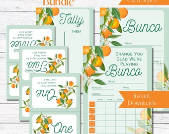 Orange You Glad... Bunco Score Sheet Bundle -  Score Cards, Tally Sheets and Table Numbers