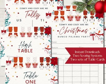 Christmas Pajama Party Bunco Score Sheet Bundle (Digital Download)