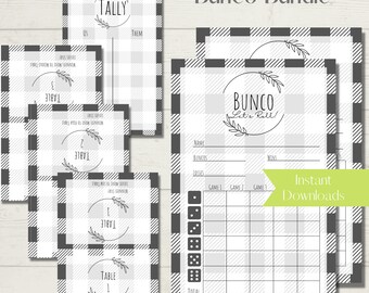 Buffalo Check Bunco Score Sheet Bundle: Farmhouse Style (Digital Download)