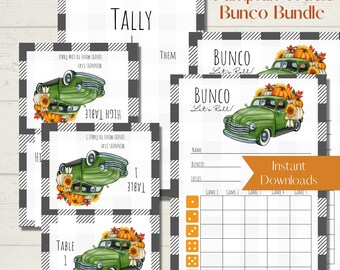 Fall Pumpkin Truck Bunco Score Sheet Bundle (Digital Download)