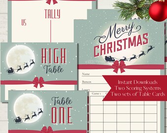 Christmas Bunco Score Sheet Bundle: Santa in Sleigh (Digital Download)