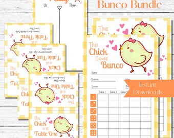 This Chick Loves Bunco Score Card Bundle (Digital Download)