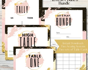 Abstract Bunco Score Sheet Bundle: Pink, Black, Gold (Digital Download)