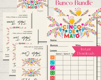 Cinco de Mayo Bunco Score Sheet Bundle: Floral Fiesta (Digital Download)
