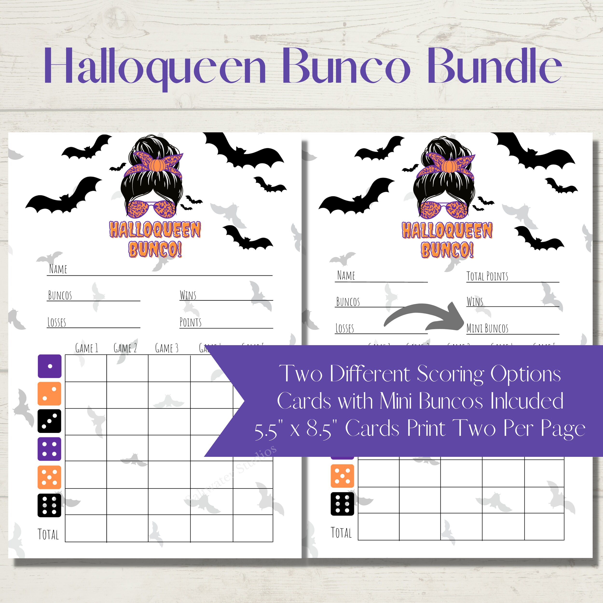 Hallo"queen" Halloween Printable Bunco Score Sheet Bundle - Score Cards ...
