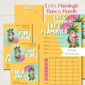 Let&#39;s Flamingle Printable Bunco Score Sheet Bundle - Score Cards, Tally Sheets and Table Numbers