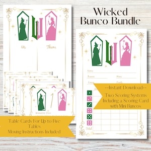 Wicked Pink and Green Elphaba Glinda Bunco Poängbladspaket: (Direkt nedladdning)