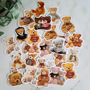 Mini Teddy Bear Sticker Pack| Pack of 6| Phone Case| Notebook| Planner Stickers