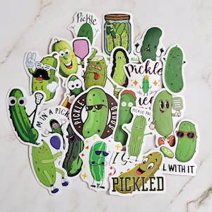 Fun Pickle Sticker Pack| Pack of 5| Colorful Cartoon Pickle Stickers| Notebook| Phone Case| Laptop