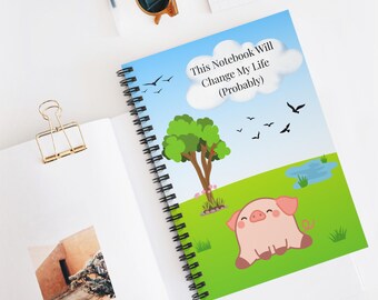 Cute Pig Spiral Notebook - Perfect for Journaling, Gift for Students, Pig Lovers, Goal Setting