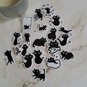 Cartoon Mini Black Cat Sticker Pack| Pack of 6| Notebook| Laptop