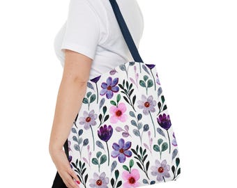 Floral Tote Bag, Botanical Flower Tote, Cute Everyday Tote Bag, Reusable Shopping Bag, Gift for Her