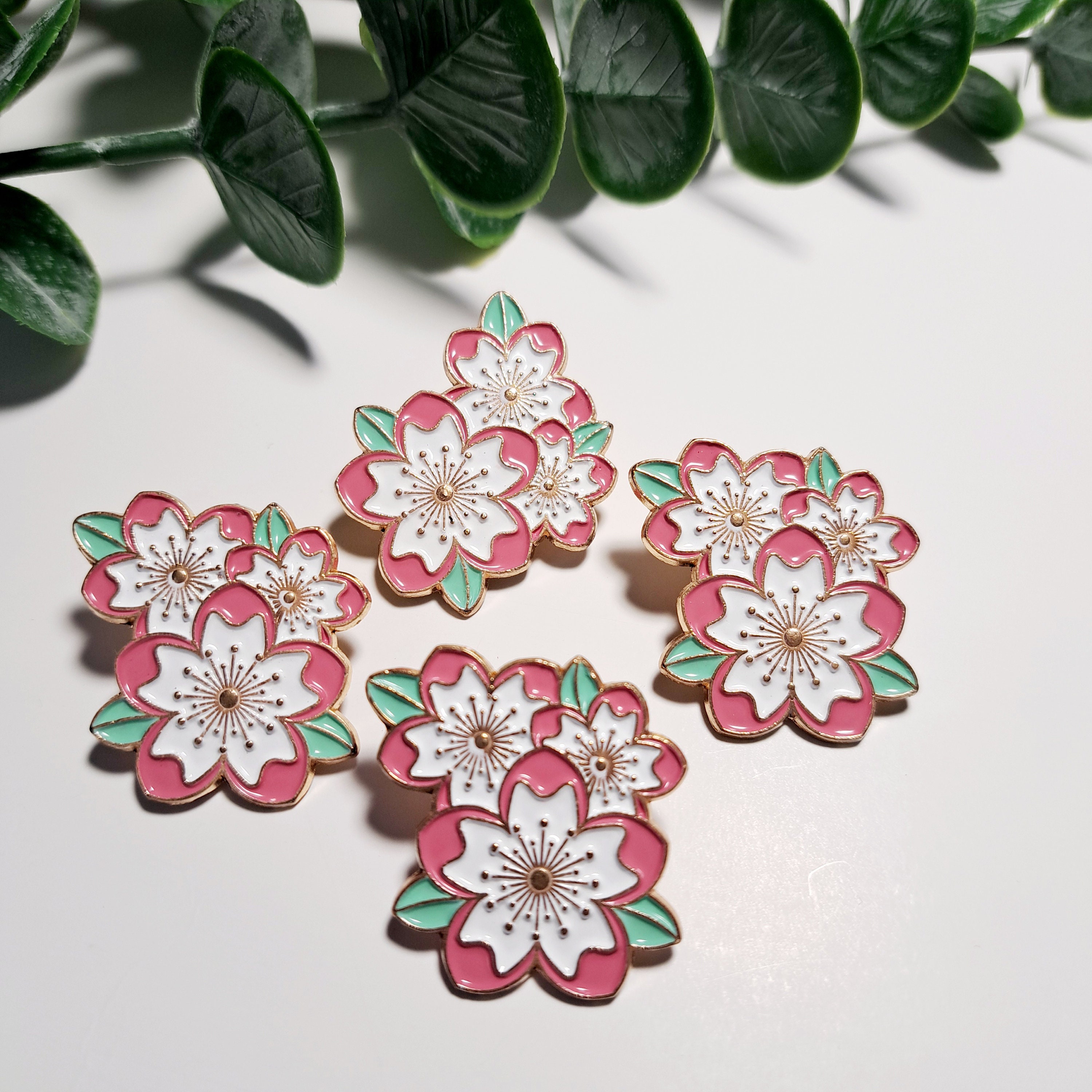 Cherry Blossom Enamel Pin - Etsy